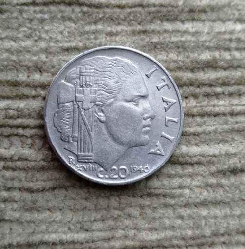 Werty71 Италия 20 чентезимо 1940 Муссолини