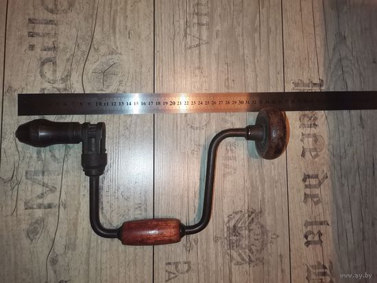 Винтажная ручная дрель, коловорот, рабочий, Зап. Европа.