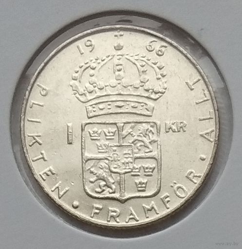 Швеция 1 крона 1966 г. В холдере