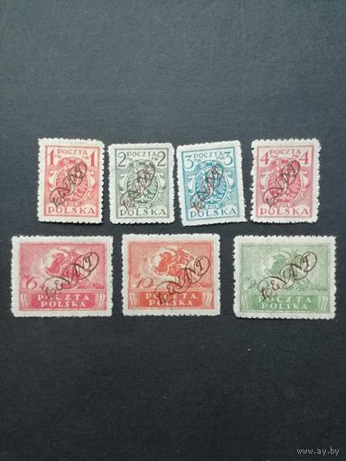 Польша 1921 Полная серия марок "Консульская почта" с надпечаткой "LEVANT" на польских марках Mi.115-117,147-150 (чистая* есть следы от наклеек, заверки) Mi.I-VII каталог 40.00 евро