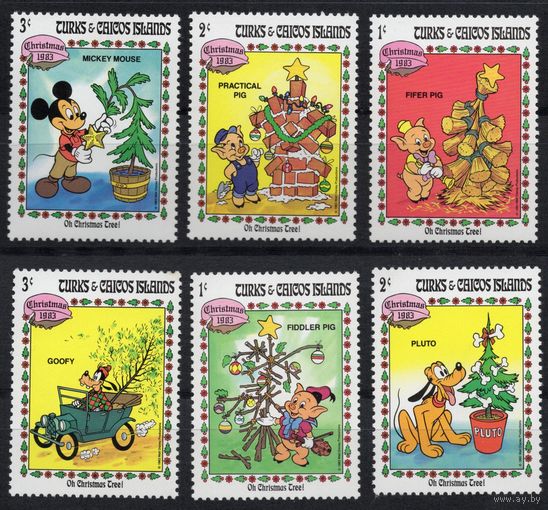 Теркс и Кайкос 1983. Мультики Дисней Mi 648-653 (6 марок из серии 9 марок)