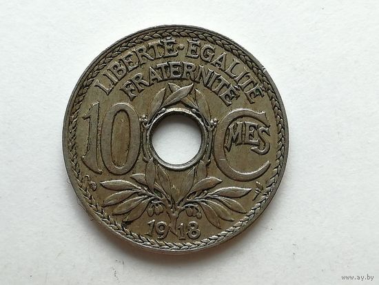 10 сентимо 1918 года. Франция. Монета А2-3-2
