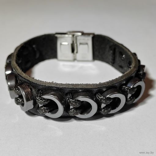 Браслет кожаный "Кольца"