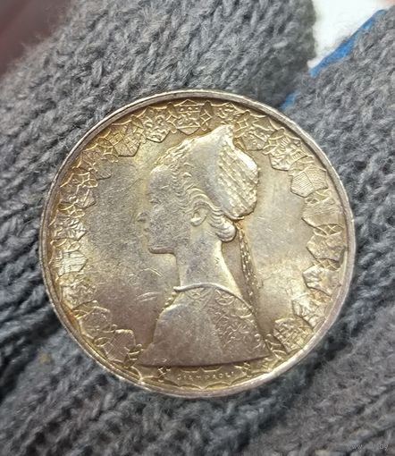 500 лир 1960 кораблик Италия карамельная патина! Красивое серебро!
