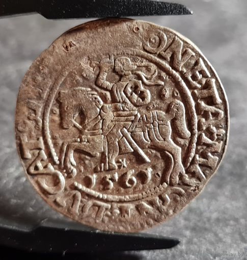 С РУБЛЯ! много лотов, Полугрош, 1/2 гроша 1561 года, Сигизмунд II, м.д. Вильно, Литва ХОРОШИЙ!