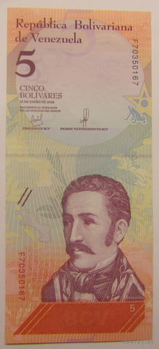 Венесуэла 5 боливаров 2018 г UNC.
