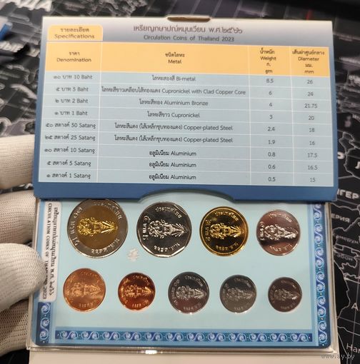 Таиланд, годовой набор монет 2023 г, в банковском буклете, UNC