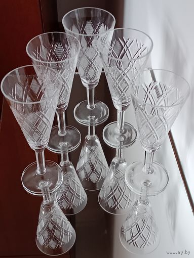 Фужеры. Высота 20 см. Хрусталь. Ручная гравировка