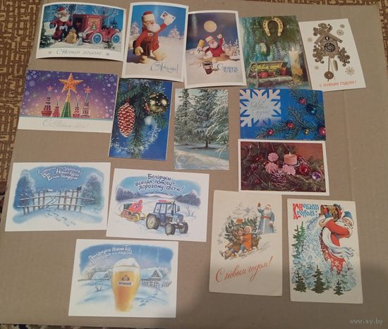 Открытки с Новым годом и другое 15 штук