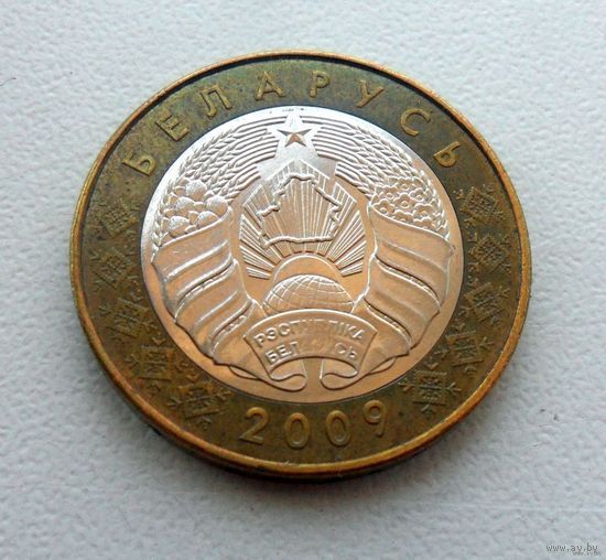 2 рубля 2009 г.в. БРАК. Непрочекан, засорение штемпеля.