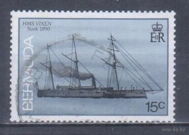[1898] Бермуды 1986. Корабли.Пароходы. Гашеная марка.