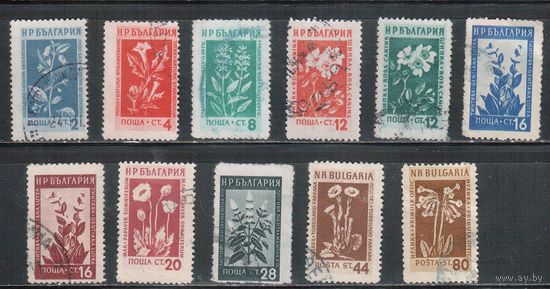 Болгария-1953, (Мих.872-883) , гаш. , Стандарт, Цветы , 11 марок
