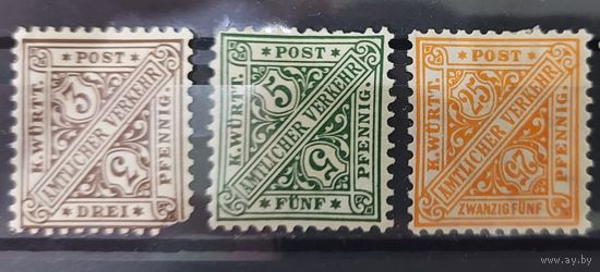 Германия Баден Вюртемберг 1890 Mi.208-210