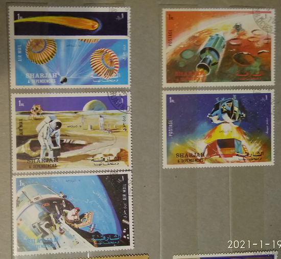 Космос - 2 полных серии Аполлон 18 и Авиапочта Аполлон 18 Шарджа ОАЭ 1972 год лот 1027    2 ПОЛНЫХ СЕРИИ