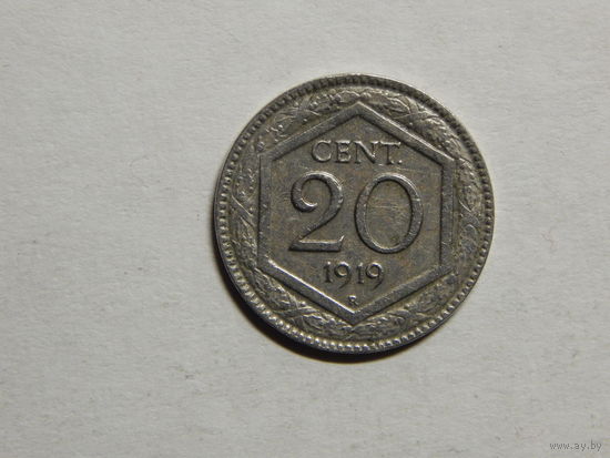 Италия 20 чентезимо 1919г