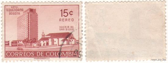 Колумбия 1955-05 724 Iglesia de SanDiego - hotel Tequendama Bogota из серии 1 марка 15c пурпурный ()k-035 (m01)