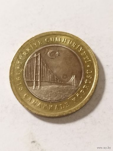 Турция 1 лира "Мост Чанаккале" 2022