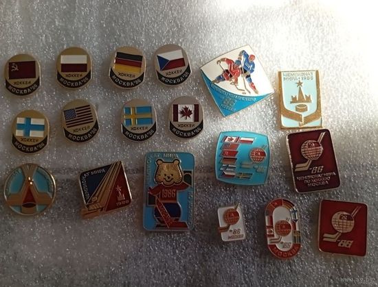 Знаки Чемпионат мира по хоккею Москва 86 Цена за один