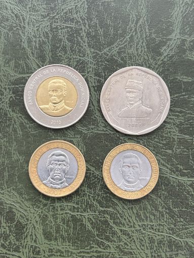 Доминикана 5, 10, 25 песо 2002 - 2010 гг. Набор 4 шт.
