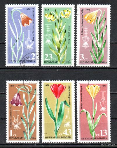 Цветы Болгария 1978 год серия из 6 марок