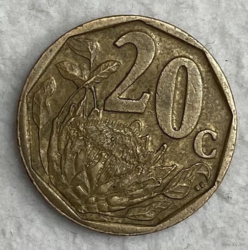 Монета ЮАР 20 центов 2004 год - Протея артишоковая. С рубля без МЦ