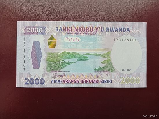 Руанда 2000 франков 2024 UNC