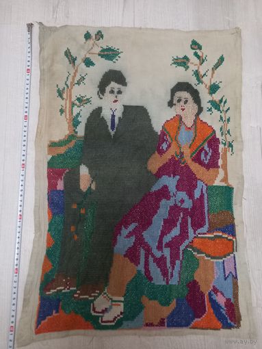 Картина вышитая старинная