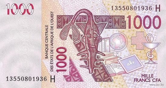 Нигер 1000 франков образца 2013 года UNC p615Hm