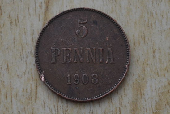 Финляндия в составе РИ 5 пенни 1908