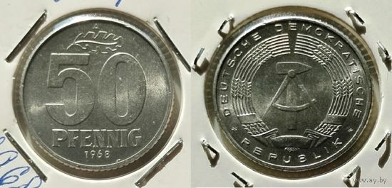 ГДР, 50 пфеннигов 1968 г., UNC