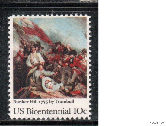США-1975, (Мих.1174) , ** , 200-лет независимости, Война, Живопись(одиночка)