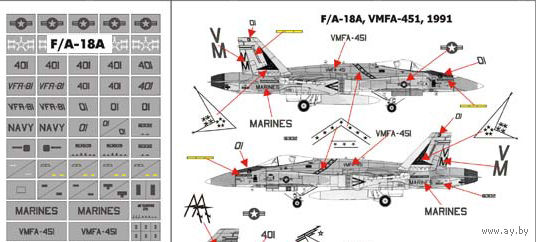 Декали для модели самолёта - длина надписи NAVY 12 мм.