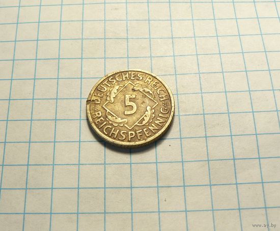 5 пфеннигов 1935 А Берлин  Веймарская республика.