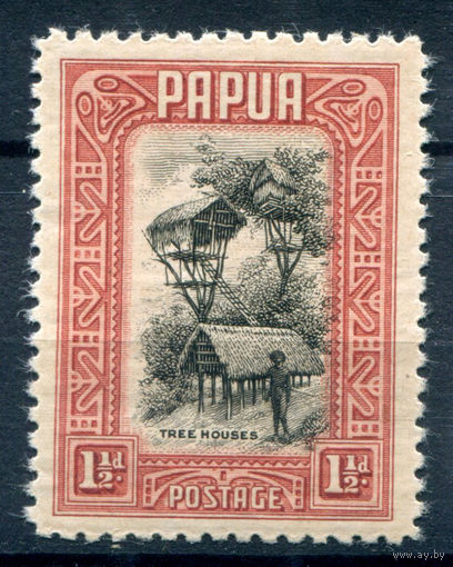 Британские колонии - Папуа - 1932г. - жизнь в Папуа, ландшафты, мотивы, 1 1/2 Р - 1 марка - MH [Mi 80]. #3-WB-70-A-1