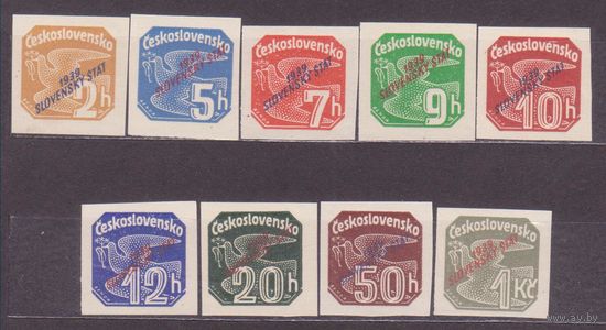 Рейх Словакия. Газетные марки. Надпечатка. Серия .  26-34. 1939. MNH (ЯН