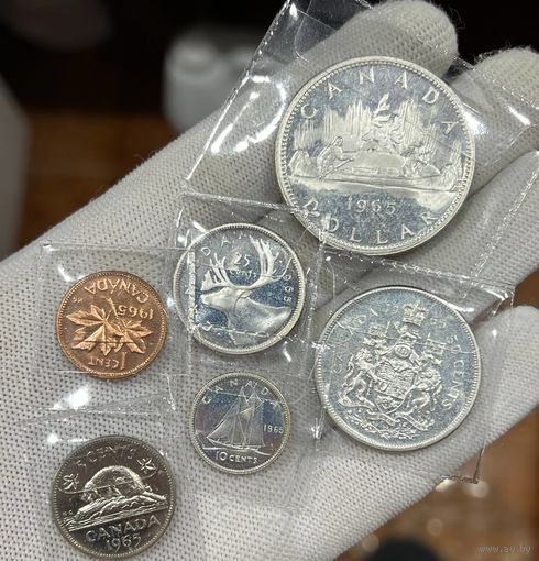 Серебряный годовой набор Канады 1965г.