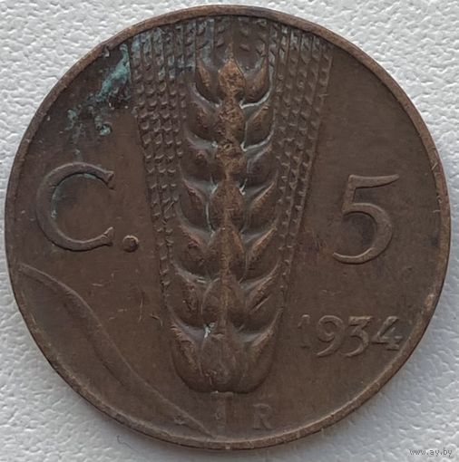 Италия 5 чентезимо 1934 г.
