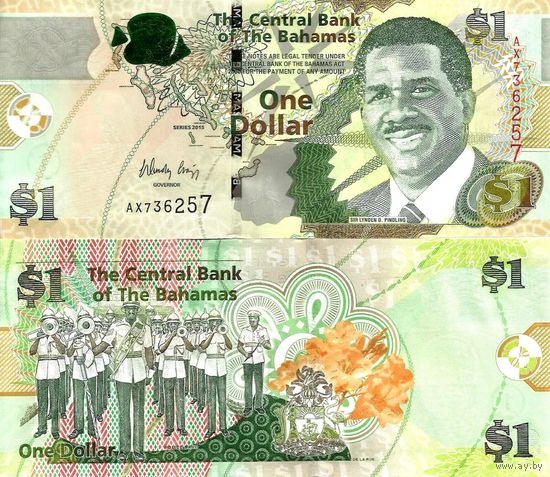 Багамы(Багамские острова) 1 доллар образца 2015 года UNC p71a