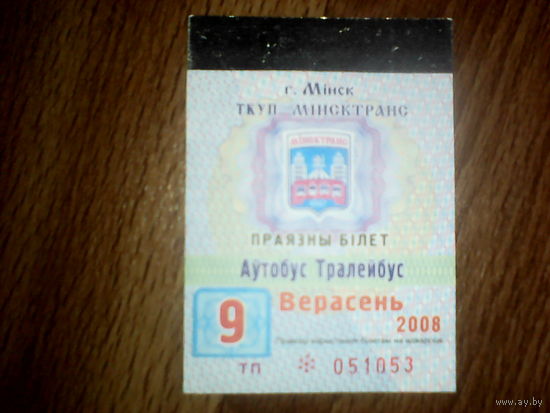Проездной талон. Минск. 2008 год