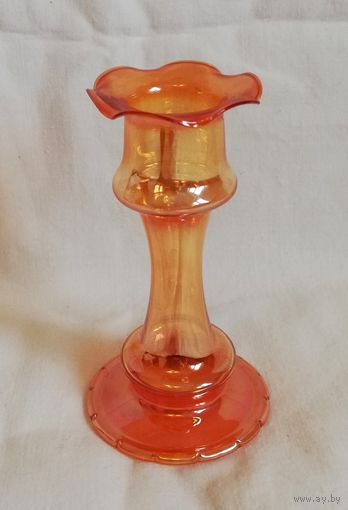 Винтажный подсвечник, карнавальное стекло с иризацией