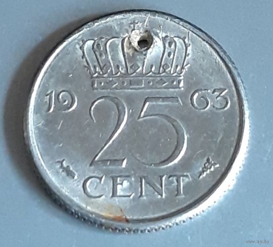 25 центов 1965 Нидерланды с отверстием