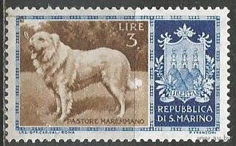 Сан-Марино. Пастушья собака. Герб. 1956г. Mi#549.