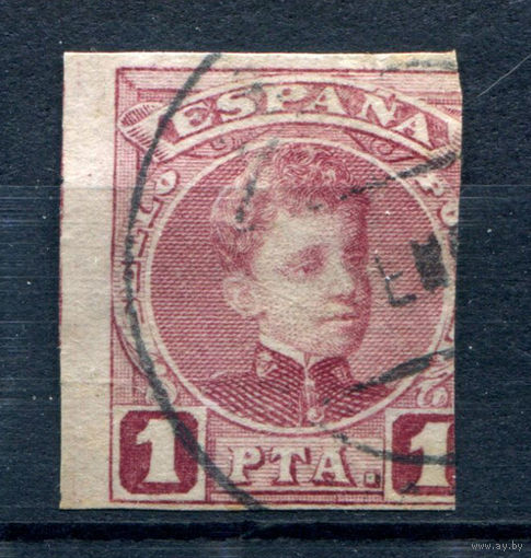 Испания (Королевство) - 1901г. - король Альфонсо XIII, 1 Pta - 1 марка - гашёная [Mi 215 U]. #1-Sp-5-A-1