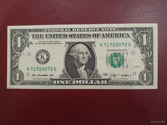 1 доллар США 2009 года, интересный номер: К 71 72 00 72 G