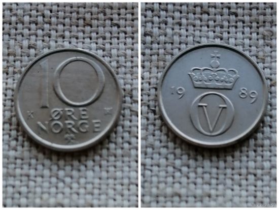 Норвегия 10 эре 1989