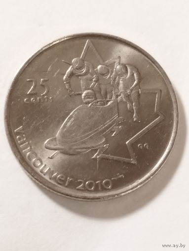 Канада 25 центов "XXI зимние Олимпийские игры Ванкувер 2010. Бобслей 2008
