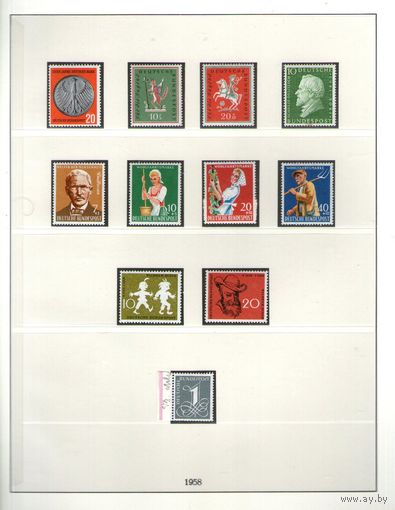 Западная Германия(ФРГ).ПОЛНЫЙ КОМПЛЕКТ ЧИСТЫХ МАРОК 1958 !