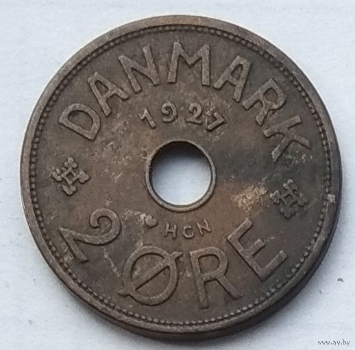 Дания 2 эре 1927 г. Цена за 1 шт.