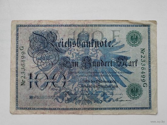 Германия 100 марок 1908 г. Кайзеровская империя