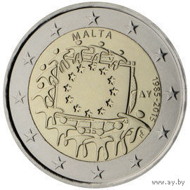 2 евро 2015 Мальта 30 лет флагу Европейского союза,. UNC из ролла
